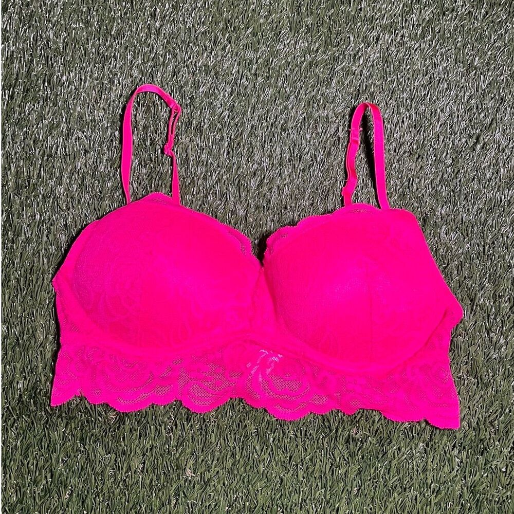 Candie's Bralette Pink Lace Underwired Bra 34B Adjustable Strap